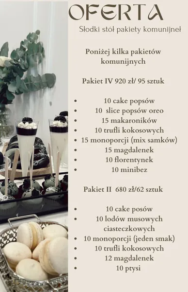 Karty oferty i cennik inspiracyjny – realizacja 12 | Słodka Improwizacja Sochaczew