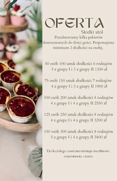Karty oferty i cennik inspiracyjny – realizacja 13 | Słodka Improwizacja Sochaczew