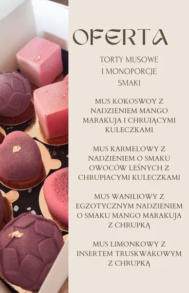 Karty oferty i cennik inspiracyjny – realizacja 2 | Słodka Improwizacja Sochaczew