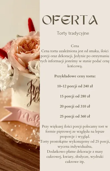 Karty oferty i cennik inspiracyjny – realizacja 3 | Słodka Improwizacja Sochaczew