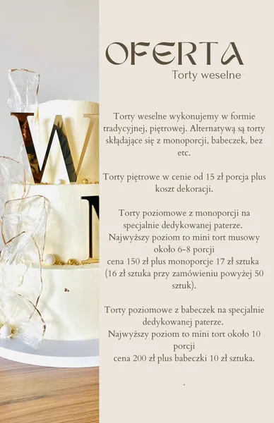 Karty oferty i cennik inspiracyjny – realizacja 4 | Słodka Improwizacja Sochaczew