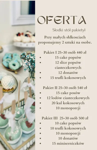 Karty oferty i cennik inspiracyjny – realizacja 8 | Słodka Improwizacja Sochaczew
