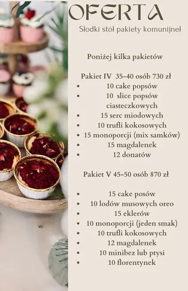 Karty oferty i cennik inspiracyjny – realizacja 10 | Słodka Improwizacja Sochaczew